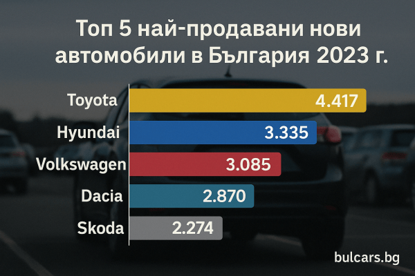 Топ 10 най-продавани нови автомобили в България през 2025 г.